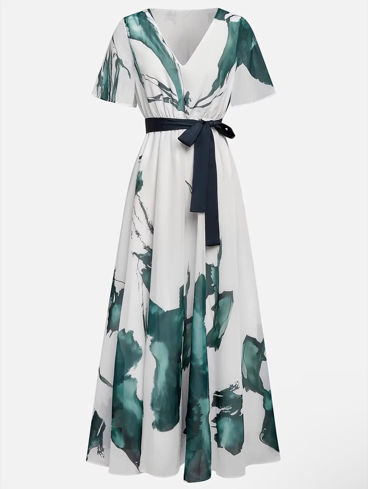 Maya | Long Watercolor Print Dress