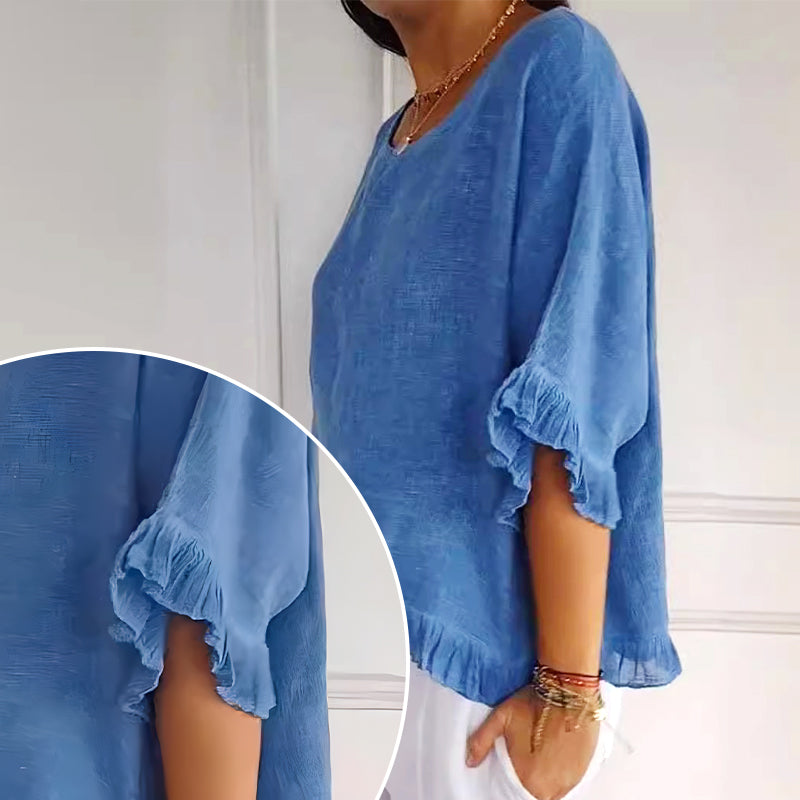 Leah | Linen Top with Round Neck