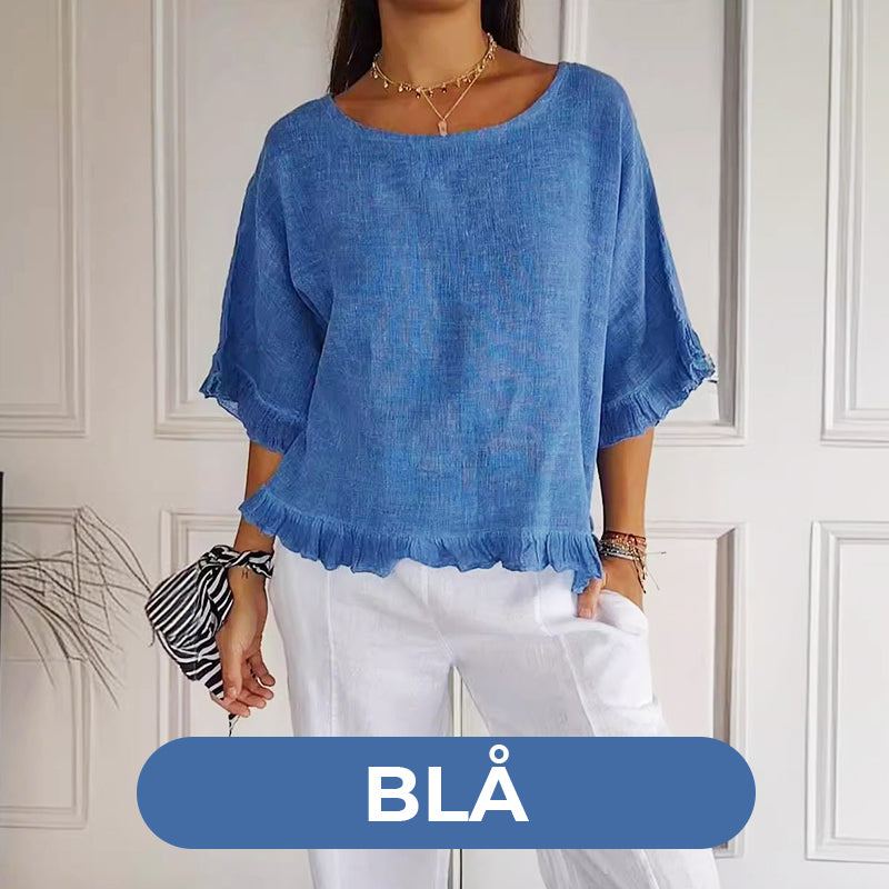 Leah | Linen Top with Round Neck