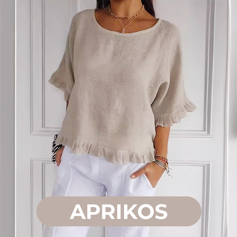 Leah | Linen Top with Round Neck