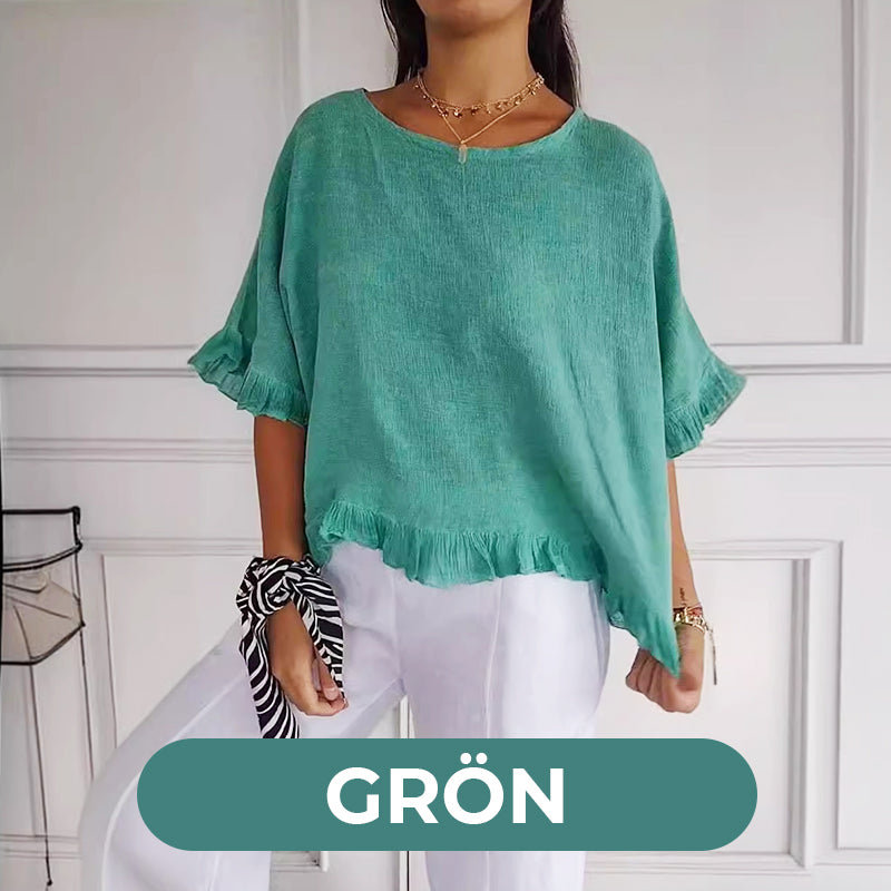 Leah | Linen Top with Round Neck