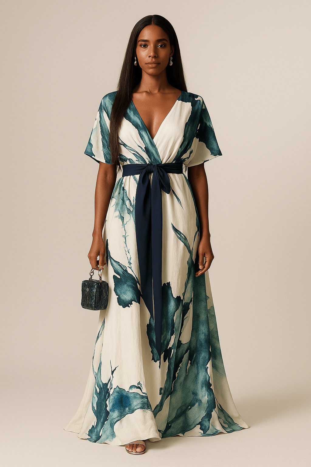 Maya | Long Watercolor Print Dress