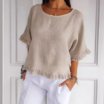 Leah | Linen Top with Round Neck