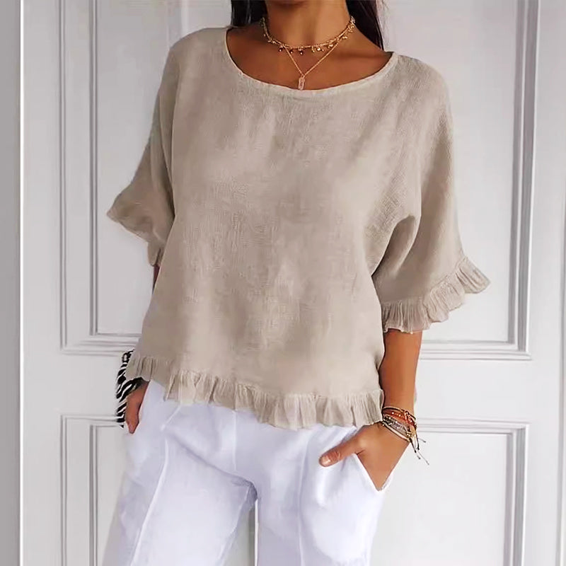 Leah | Linen Top with Round Neck